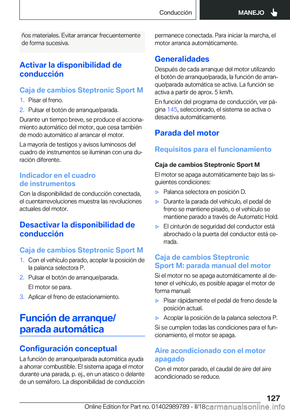 BMW M5 2018  Manuales de Empleo (in Spanish) �