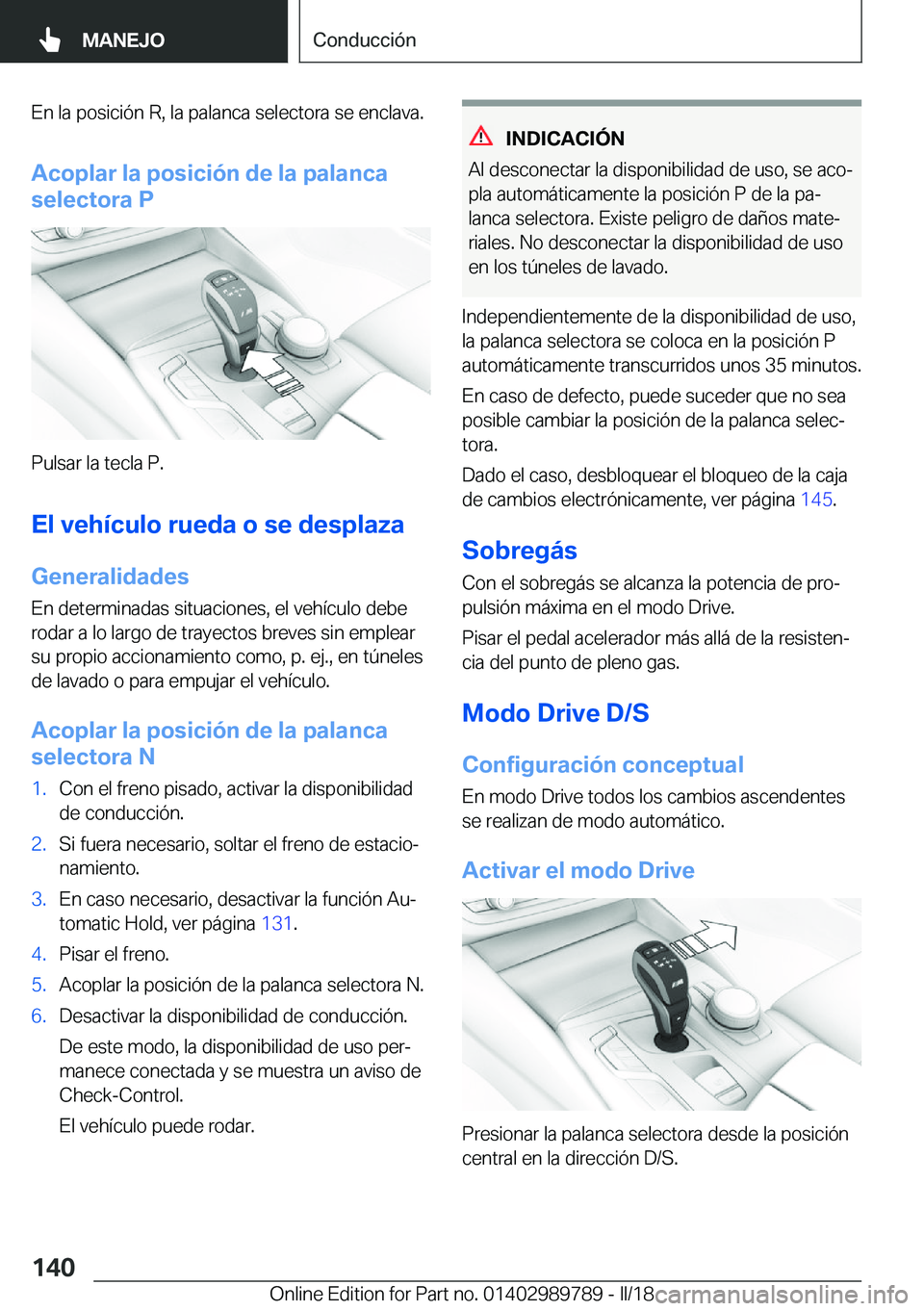 BMW M5 2018  Manuales de Empleo (in Spanish) �E�n� �l�a� �p�o�s�i�c�i�