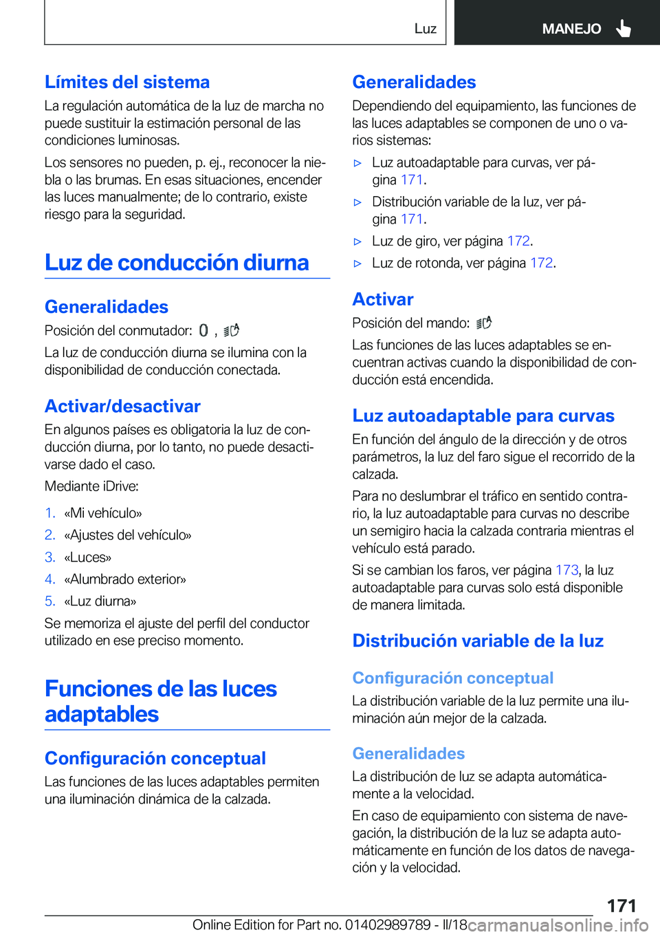 BMW M5 2018  Manuales de Empleo (in Spanish) �L�