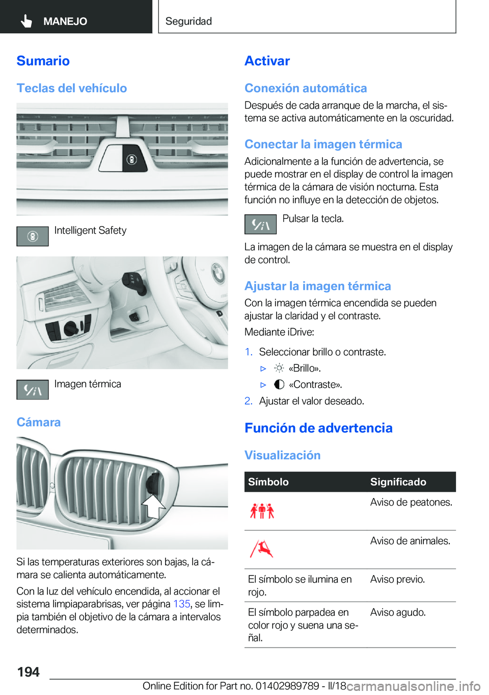 BMW M5 2018  Manuales de Empleo (in Spanish) �S�u�m�a�r�i�o�T�e�c�l�a�s��d�e�l��v�e�h�