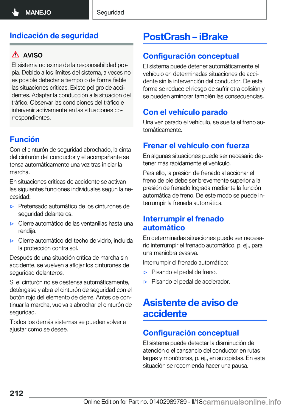 BMW M5 2018  Manuales de Empleo (in Spanish) �I�n�d�i�c�a�c�i�