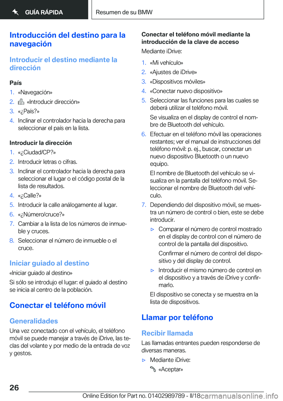 BMW M5 2018  Manuales de Empleo (in Spanish) �I�n�t�r�o�d�u�c�c�i�