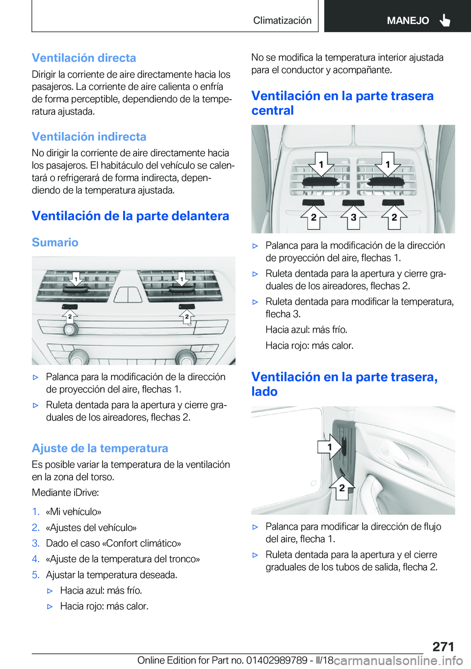 BMW M5 2018  Manuales de Empleo (in Spanish) �V�e�n�t�i�l�a�c�i�