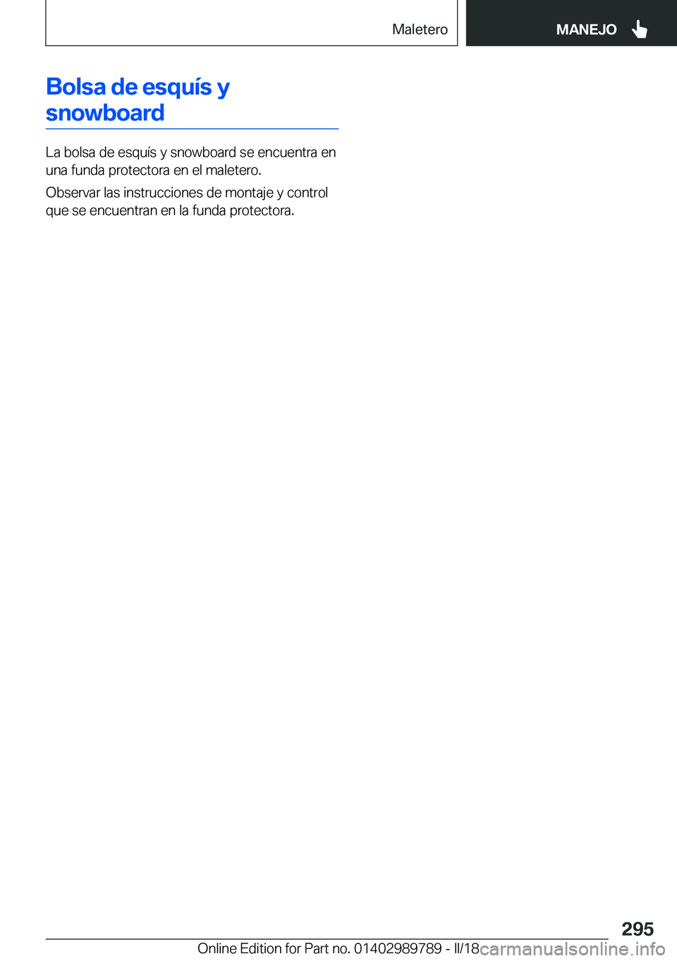BMW M5 2018  Manuales de Empleo (in Spanish) �B�o�l�s�a��d�e��e�s�q�u�