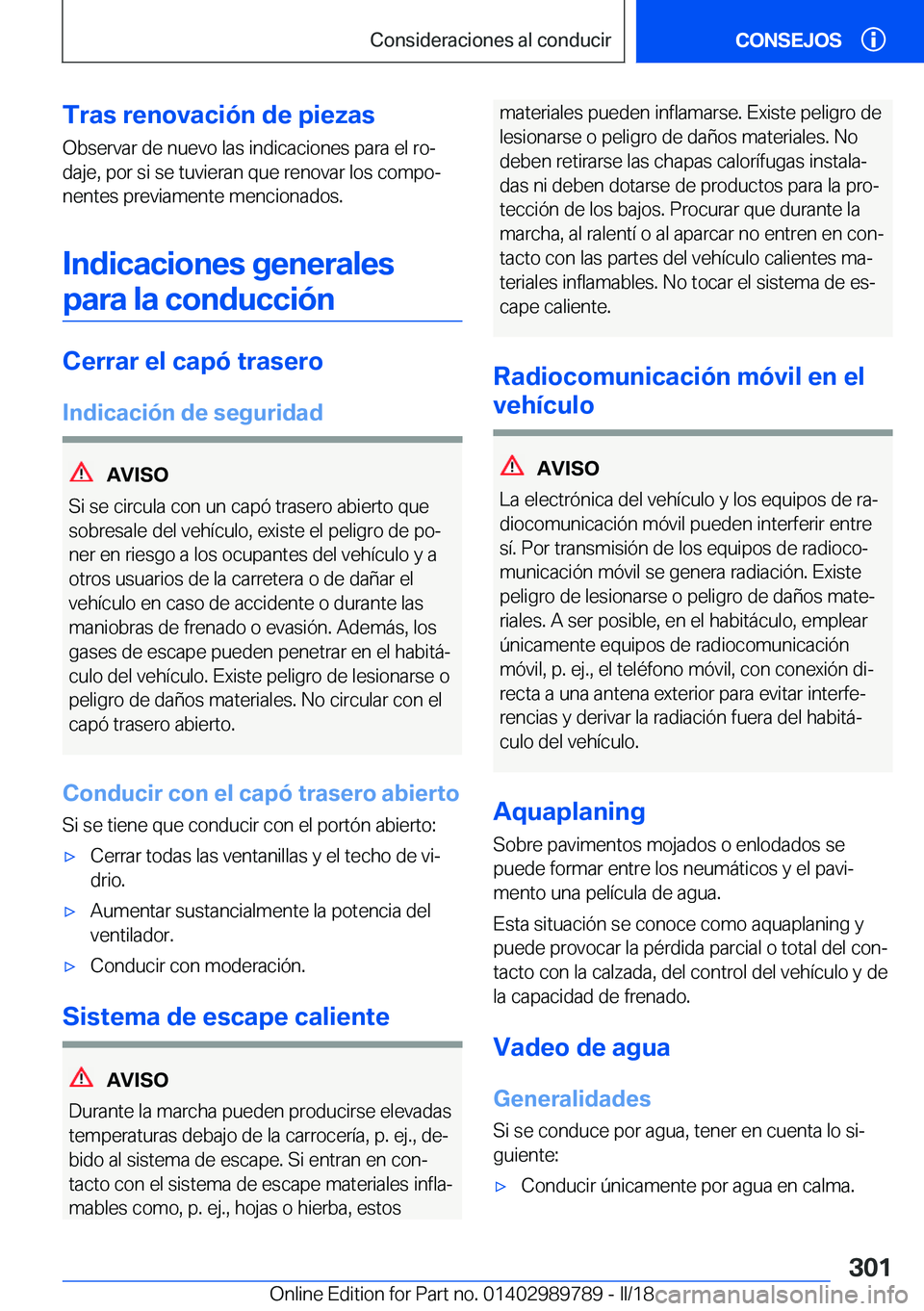 BMW M5 2018  Manuales de Empleo (in Spanish) �T�r�a�s��r�e�n�o�v�a�c�i�