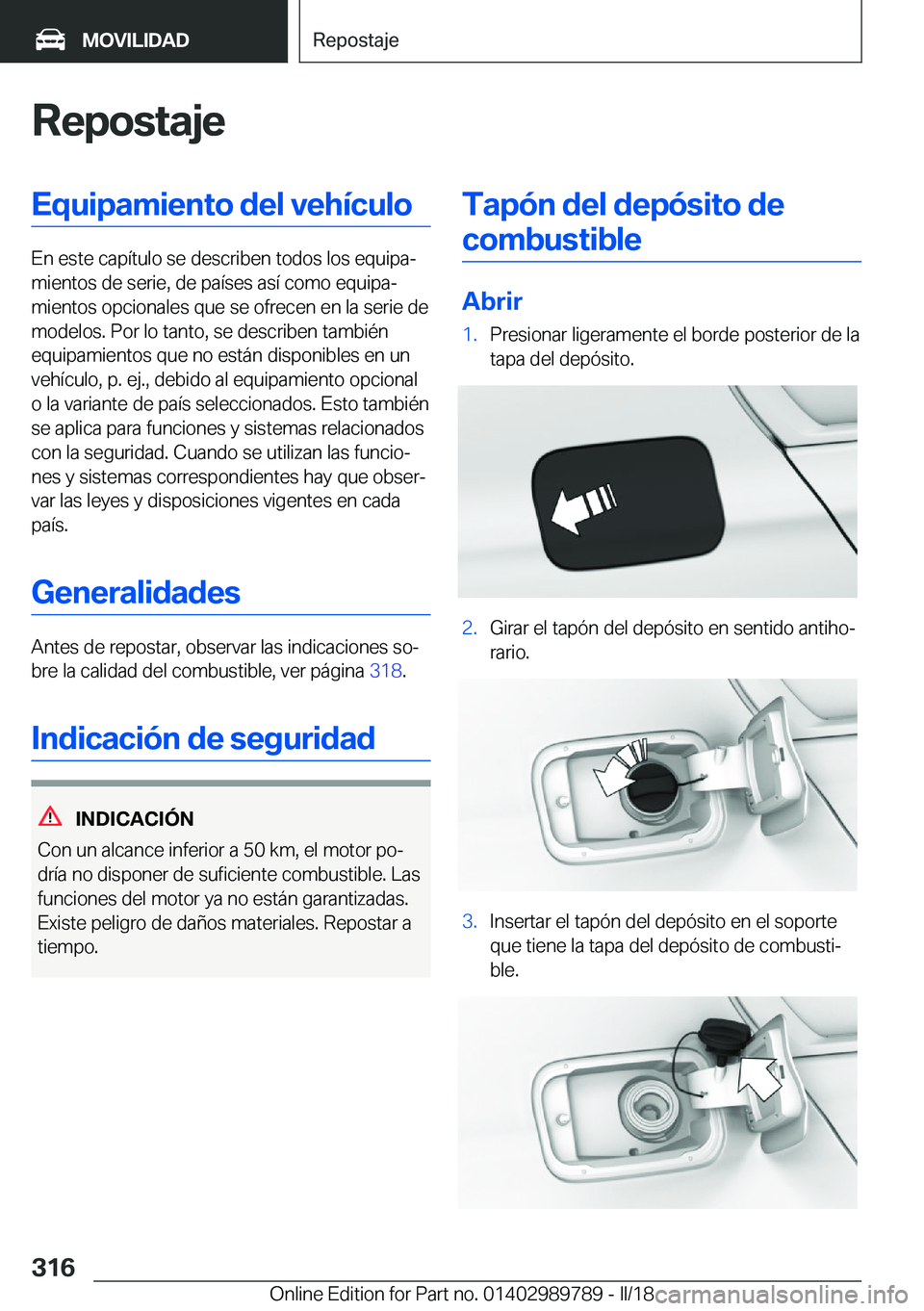 BMW M5 2018  Manuales de Empleo (in Spanish) �R�e�p�o�s�t�a�j�e�E�q�u�i�p�a�m�i�e�n�t�o��d�e�l��v�e�h�