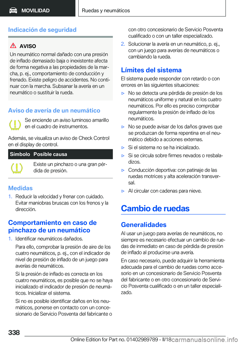 BMW M5 2018  Manuales de Empleo (in Spanish) �I�n�d�i�c�a�c�i�