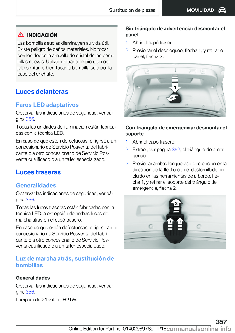 BMW M5 2018  Manuales de Empleo (in Spanish) �I�N�D�I�C�A�C�I�