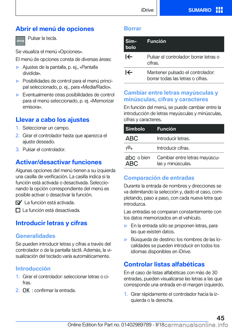 BMW M5 2018  Manuales de Empleo (in Spanish) �A�b�r�i�r��e�l��m�e�n�