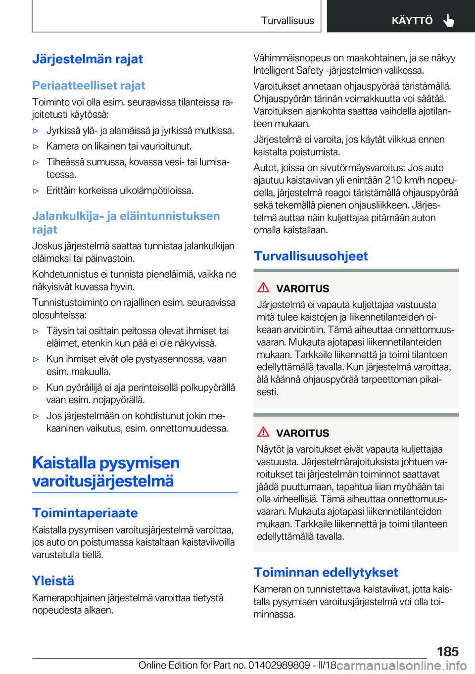 BMW M5 2018  Omistajan Käsikirja (in Finnish) �J�