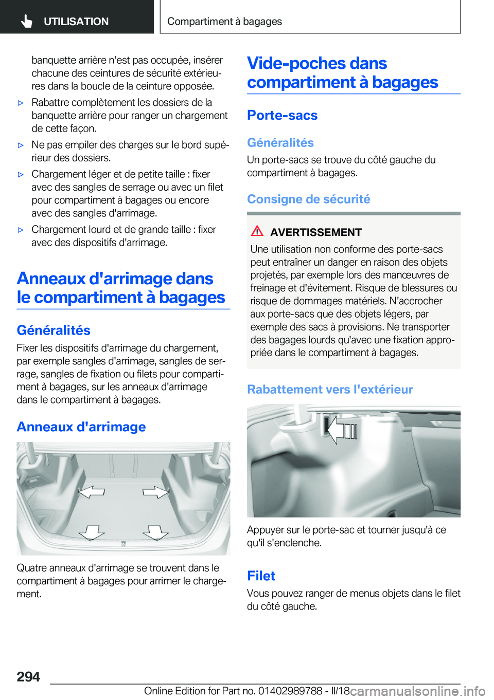 BMW M5 2018  Notices Demploi (in French) �b�a�n�q�u�e�t�t�e� �a�r�r�i�è�r�e� �n�'�e�s�t� �p�a�s� �o�c�c�u�p�é�e�,� �i�n�s�é�r�e�r�c�h�a�c�u�n�e� �d�e�s� �c�e�i�n�t�u�r�e�s� �d�e� �s�é�c�u�r�i�t�é� �e�x�t�é�r�i�e�uj�r�e�s� �d�a�n�s