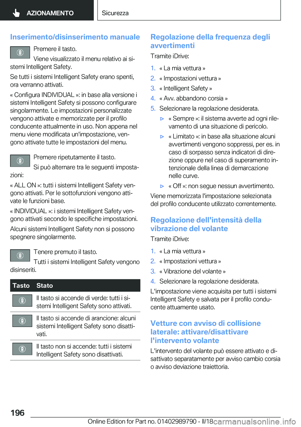 BMW M5 2018  Libretti Di Uso E manutenzione (in Italian) �I�n�s�e�r�i�m�e�n�t�o�/�d�i�s�i�n�s�e�r�i�m�e�n�t�o��m�a�n�u�a�l�e�P�r�e�m�e�r�e� �i�l� �t�a�s�t�o�.�V�i�e�n�e� �v�i�s�u�a�l�i�z�z�a�t�o� �i�l� �m�e�n�u� �r�e�l�a�t�i�v�o� �a�i� �s�iª
�s�t�e�m�i� 