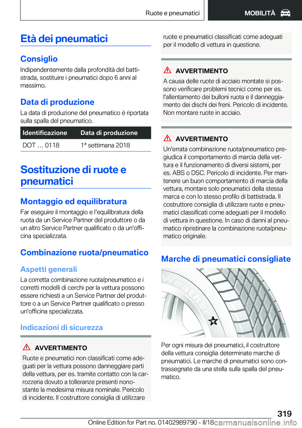 BMW M5 2018  Libretti Di Uso E manutenzione (in Italian) �E�t�