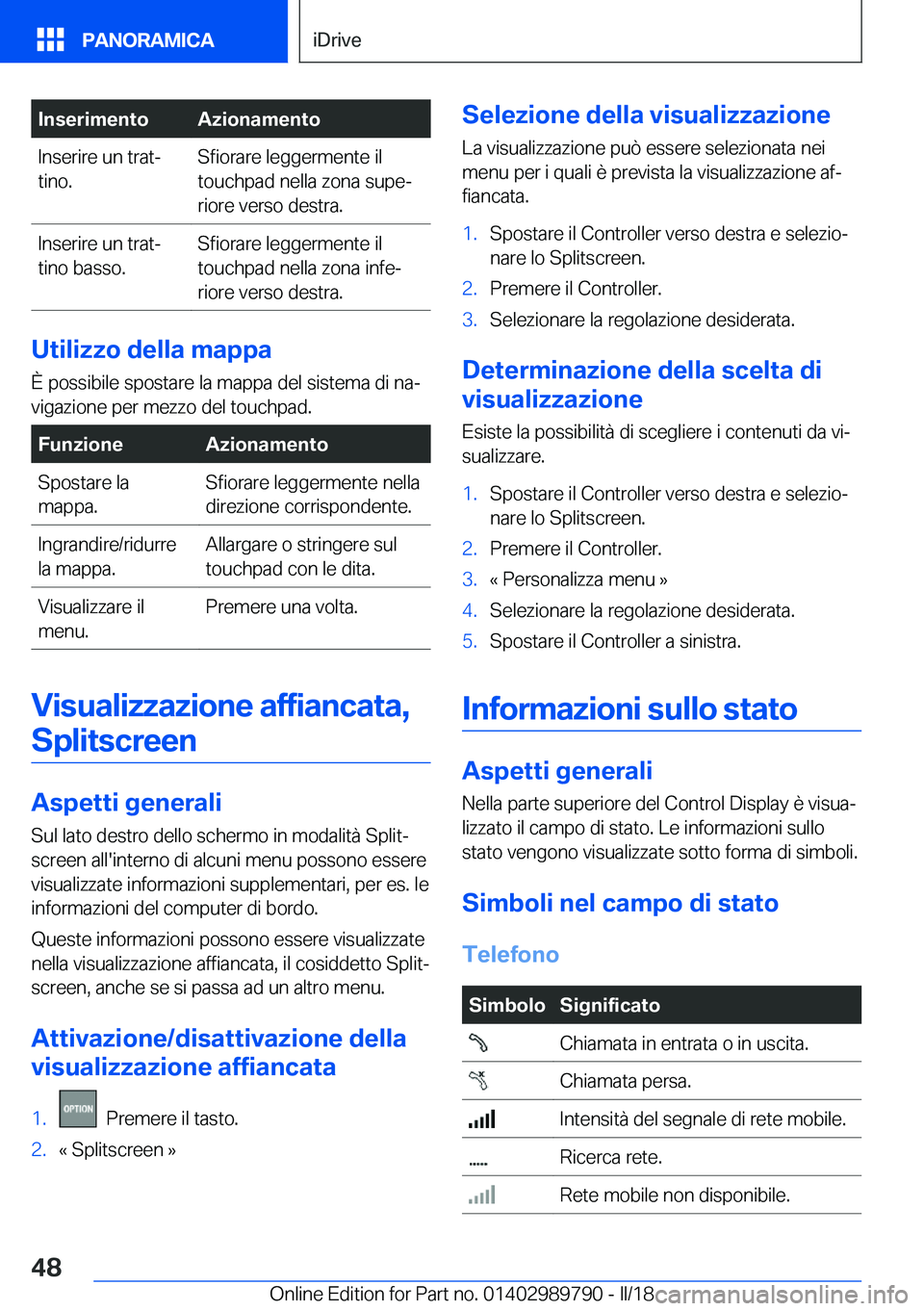 BMW M5 2018  Libretti Di Uso E manutenzione (in Italian) �I�n�s�e�r�i�m�e�n�t�o�A�z�i�o�n�a�m�e�n�t�o�I�n�s�e�r�i�r�e� �u�n� �t�r�a�tª
�t�i�n�o�.�S�f�i�o�r�a�r�e� �l�e�g�g�e�r�m�e�n�t�e� �i�l
�t�o�u�c�h�p�a�d� �n�e�l�l�a� �z�o�n�a� �s�u�p�eª
�r�i�o�r�e�