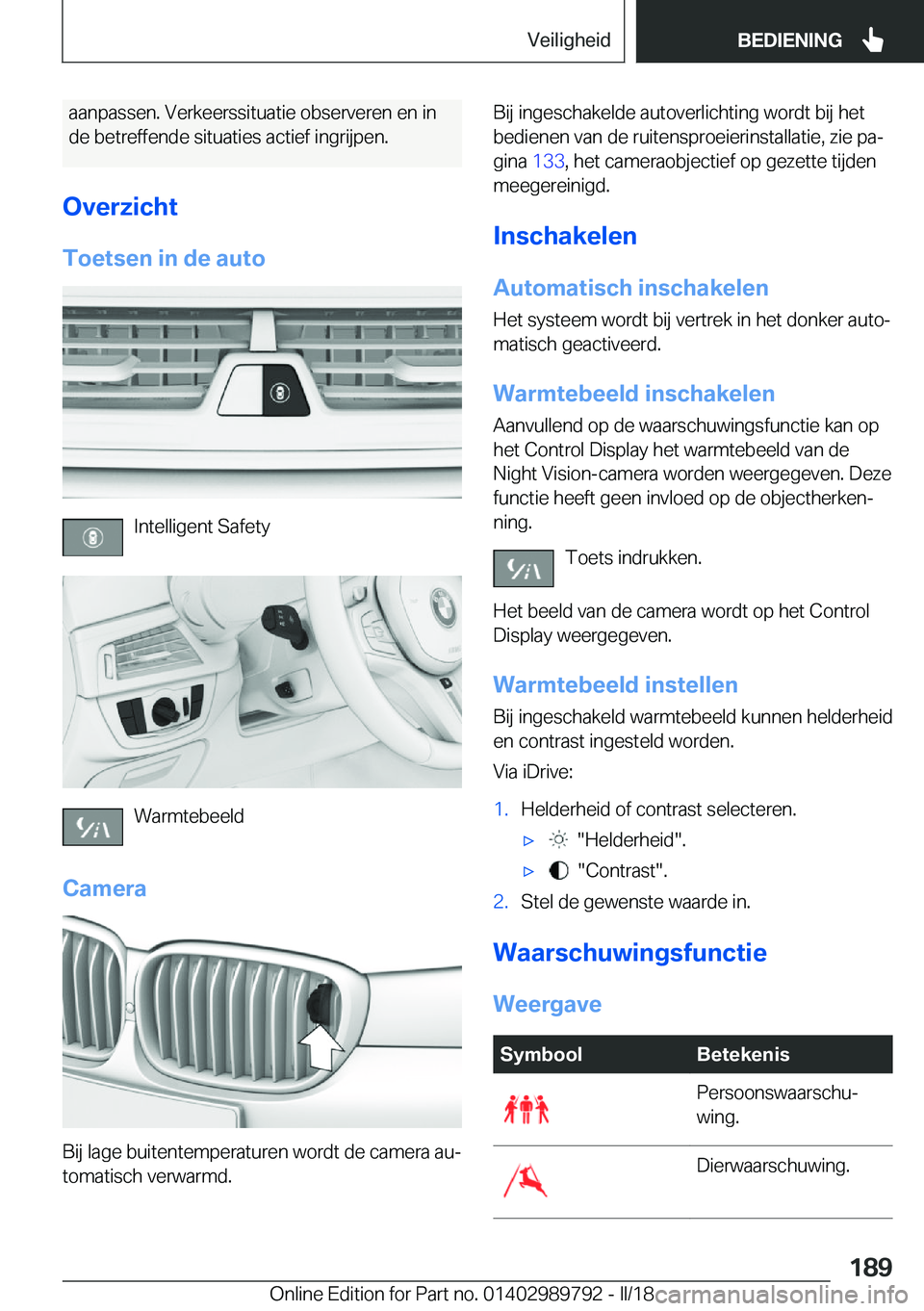 BMW M5 2018  Instructieboekjes (in Dutch) �a�a�n�p�a�s�s�e�n�.� �V�e�r�k�e�e�r�s�s�i�t�u�a�t�i�e� �o�b�s�e�r�v�e�r�e�n� �e�n� �i�n�d�e� �b�e�t�r�e�f�f�e�n�d�e� �s�i�t�u�a�t�i�e�s� �a�c�t�i�e�f� �i�n�g�r�i�j�p�e�n�.
�O�v�e�r�z�i�c�h�t �T�o�e�t