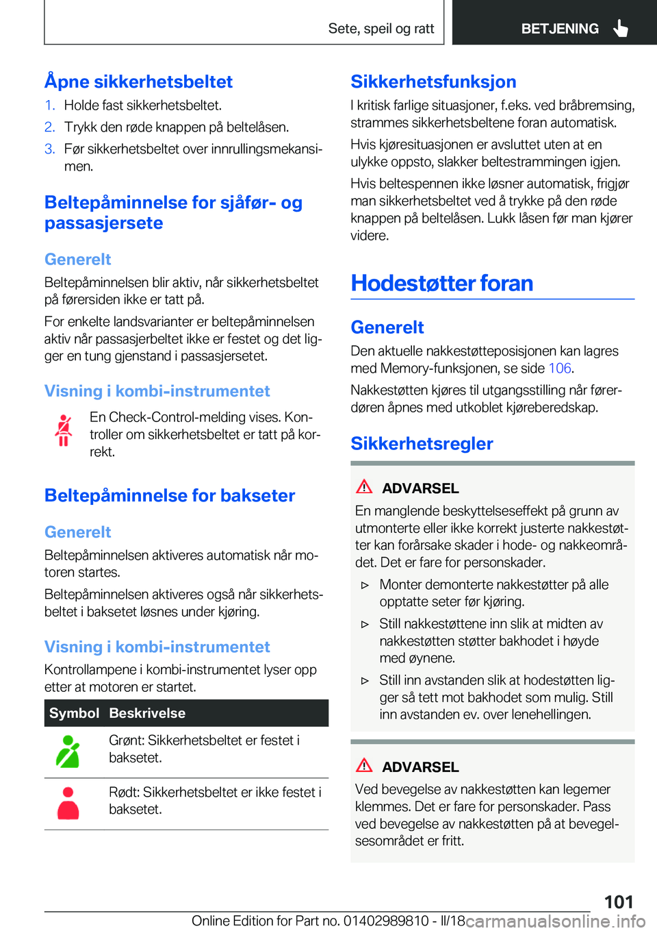 BMW M5 2018  InstruksjonsbØker (in Norwegian) �