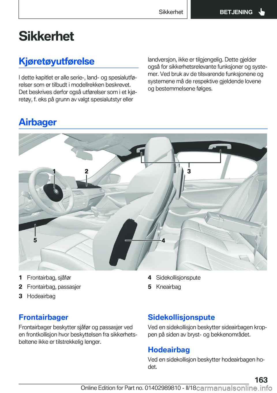 BMW M5 2018  InstruksjonsbØker (in Norwegian) �S�i�k�k�e�r�h�e�t�K�j�