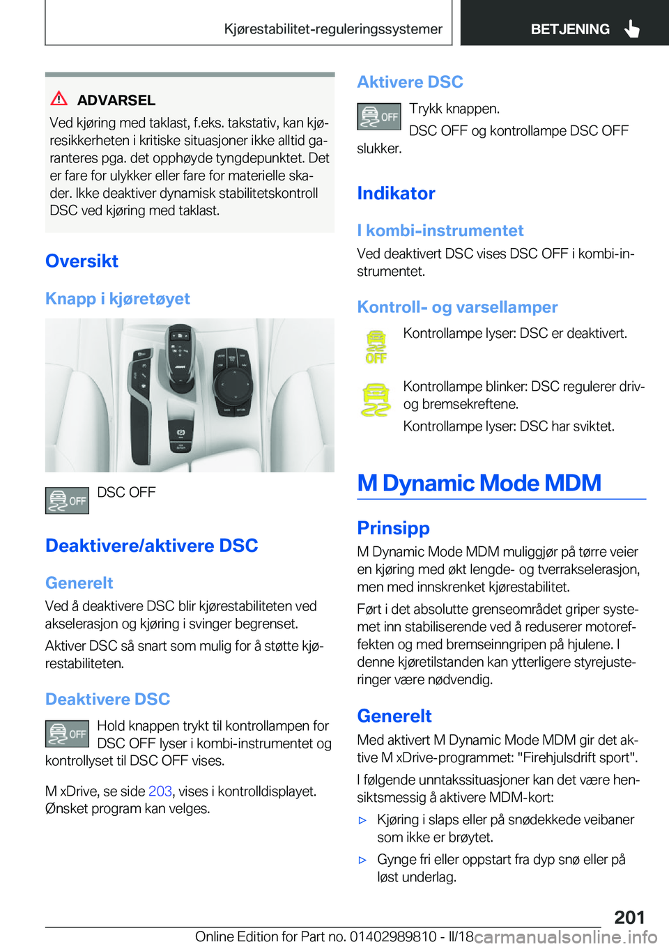 BMW M5 2018  InstruksjonsbØker (in Norwegian) �A�D�V�A�R�S�E�L
�V�e�d� �k�j�