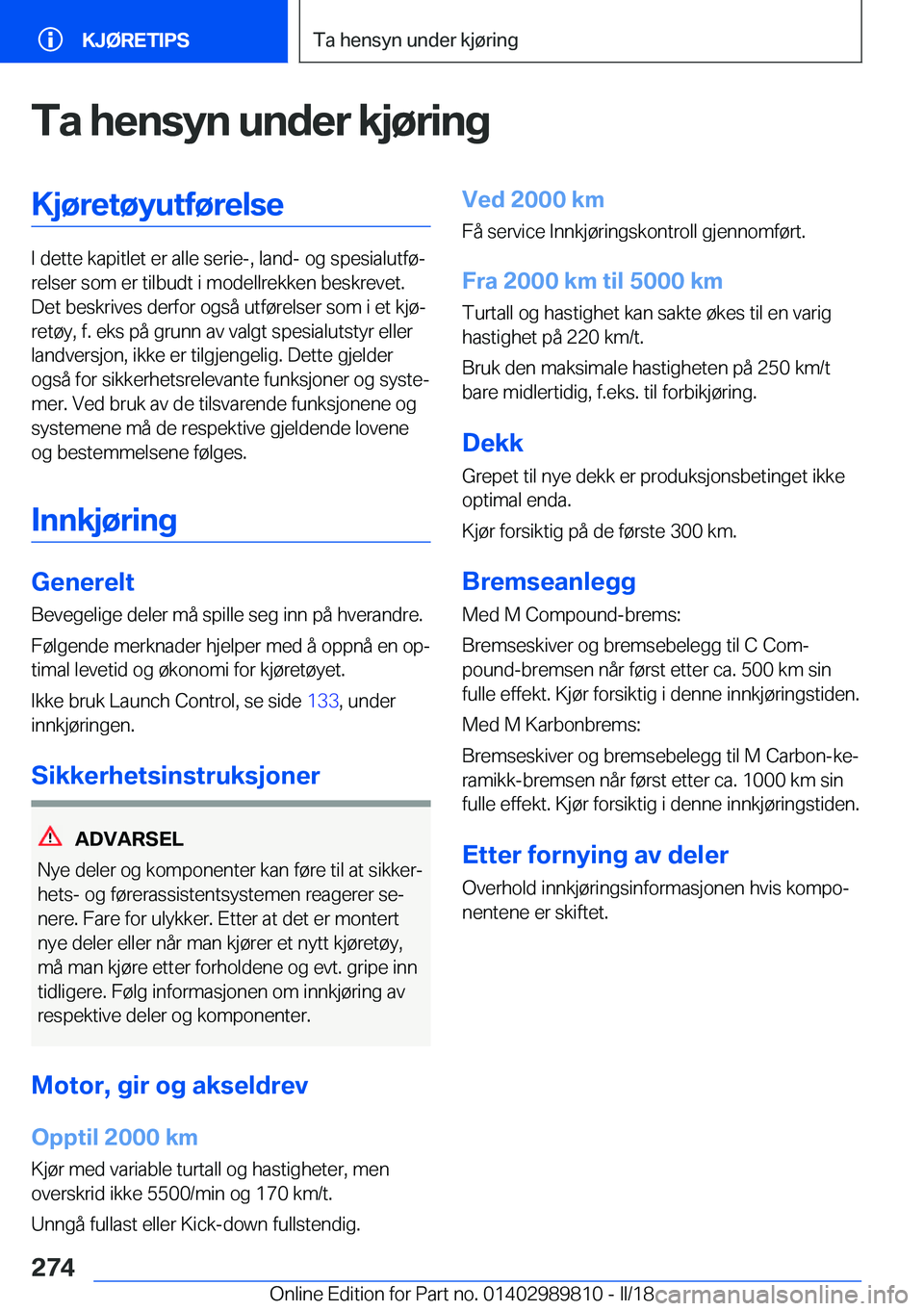 BMW M5 2018  InstruksjonsbØker (in Norwegian) �T�a��h�e�n�s�y�n��u�n�d�e�r��k�j�
