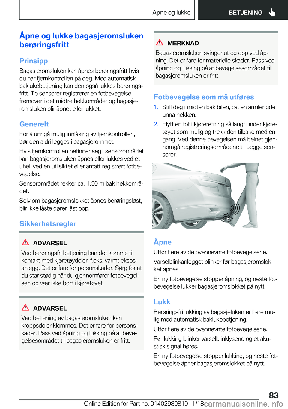 BMW M5 2018  InstruksjonsbØker (in Norwegian) �
