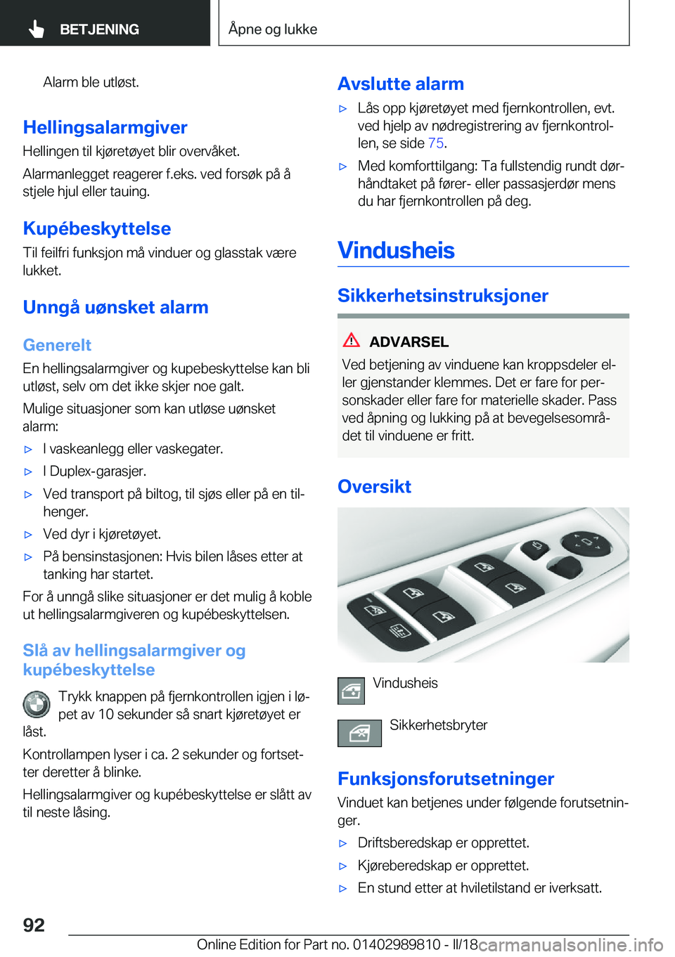 BMW M5 2018  InstruksjonsbØker (in Norwegian) �A�l�a�r�m� �b�l�e� �u�t�l�