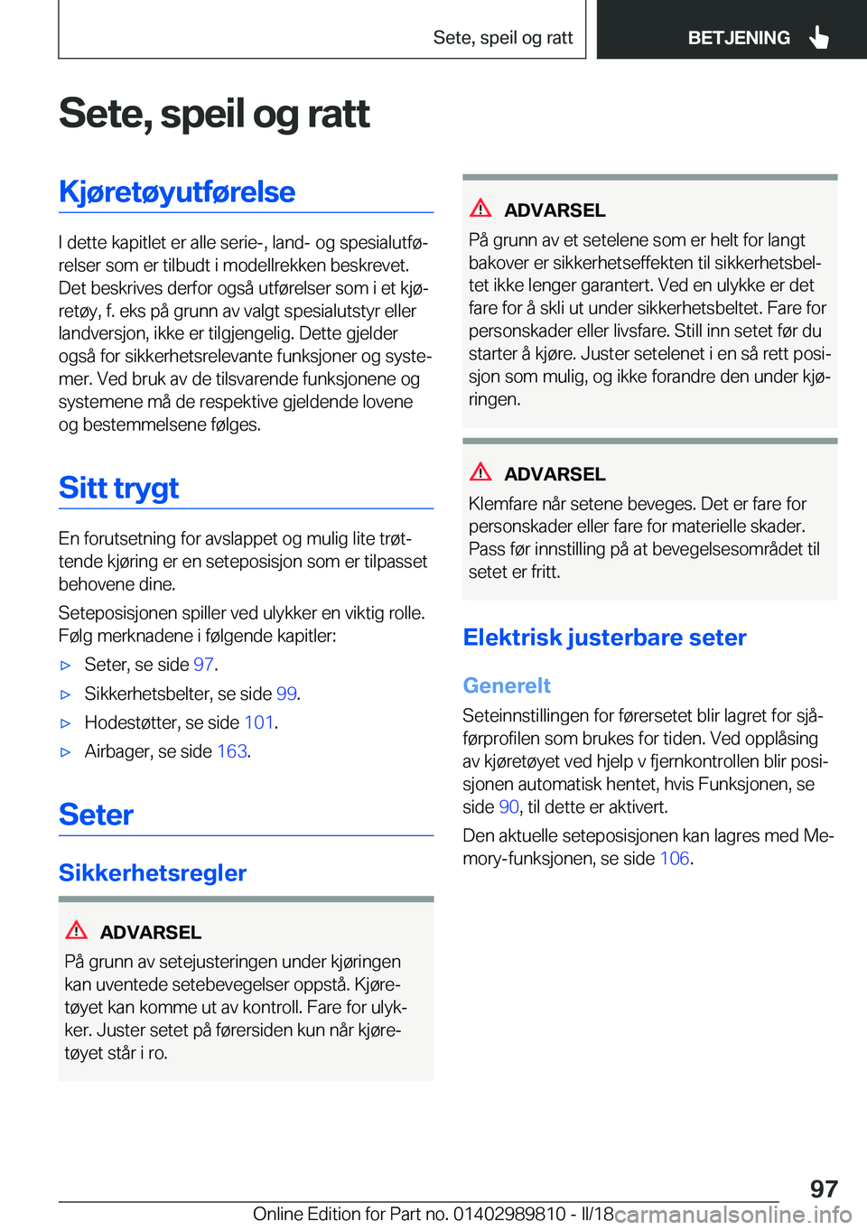 BMW M5 2018  InstruksjonsbØker (in Norwegian) �S�e�t�e�,��s�p�e�i�l��o�g��r�a�t�t�K�j�