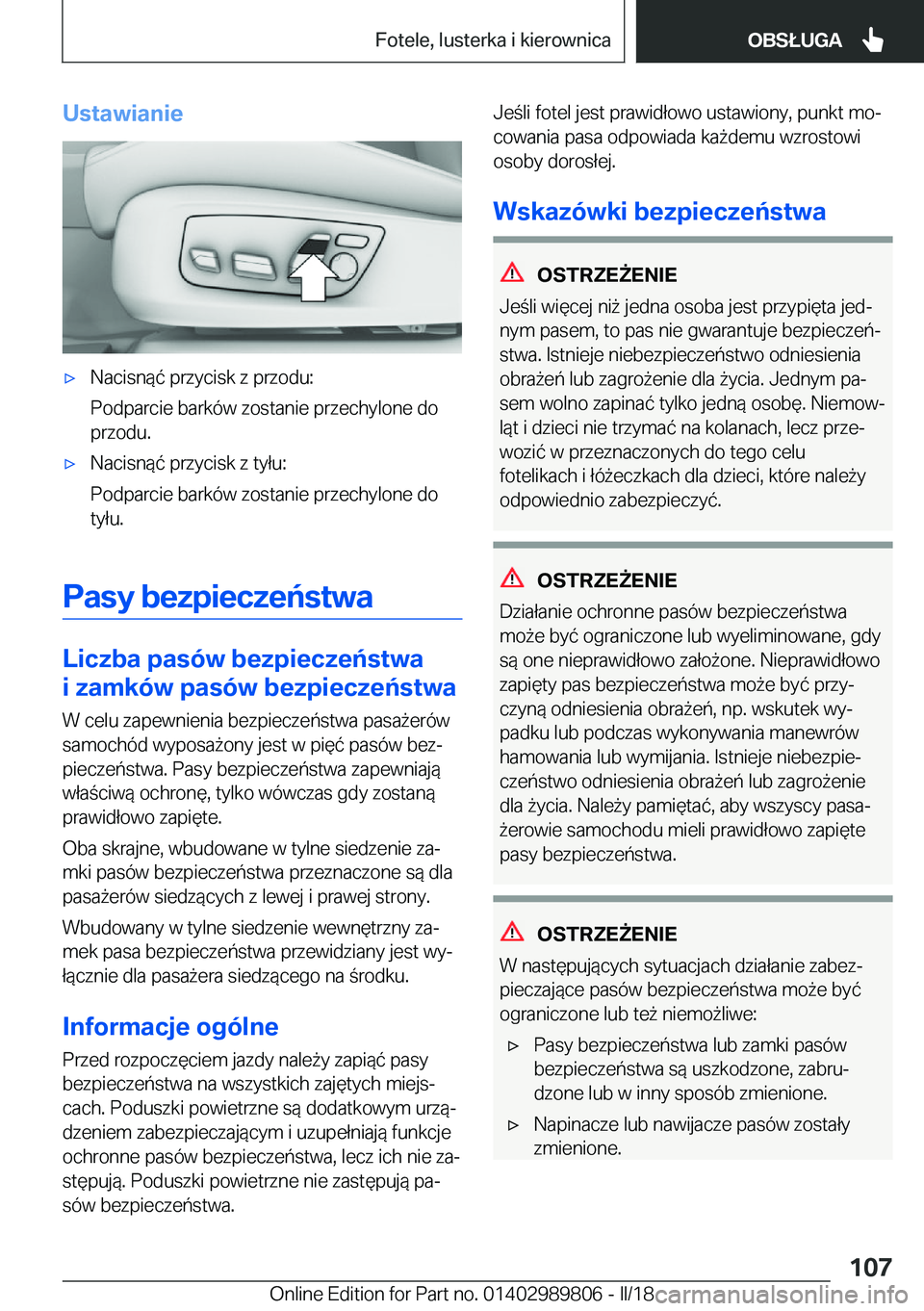 BMW M5 2018  Instrukcja obsługi (in Polish) �U�s�t�a�w�i�a�n�i�e'x�N�a�c�i�s�n�