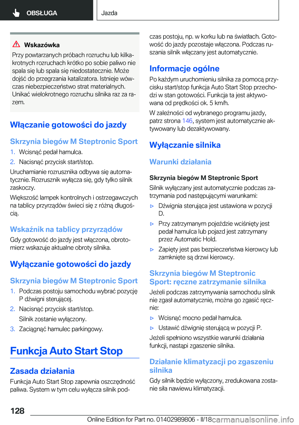 BMW M5 2018  Instrukcja obsługi (in Polish) �W�s�k�a�z�