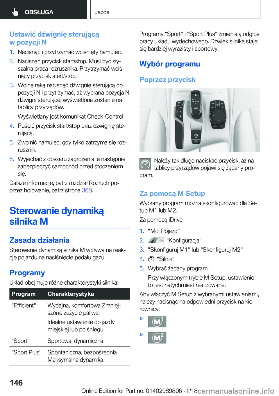 BMW M5 2018  Instrukcja obsługi (in Polish) �U�s�t�a�w�i�ć��d7�w�i�g�n�i�