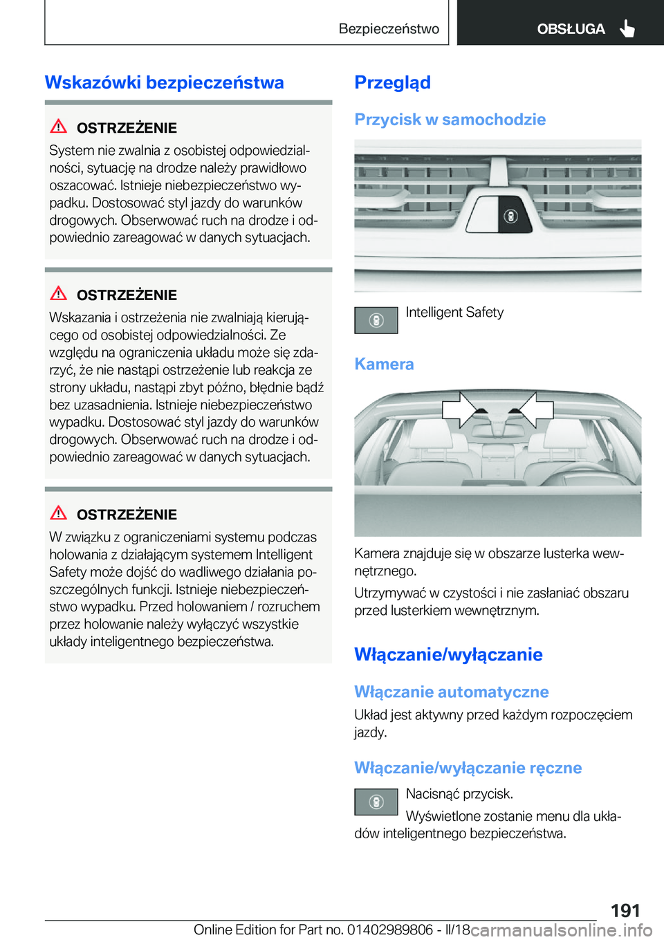 BMW M5 2018  Instrukcja obsługi (in Polish) �W�s�k�a�z�