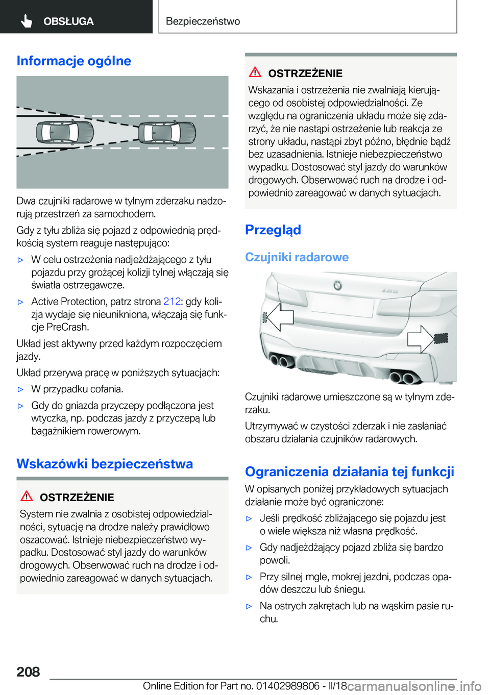 BMW M5 2018  Instrukcja obsługi (in Polish) �I�n�f�o�r�m�a�c�j�e��o�g�