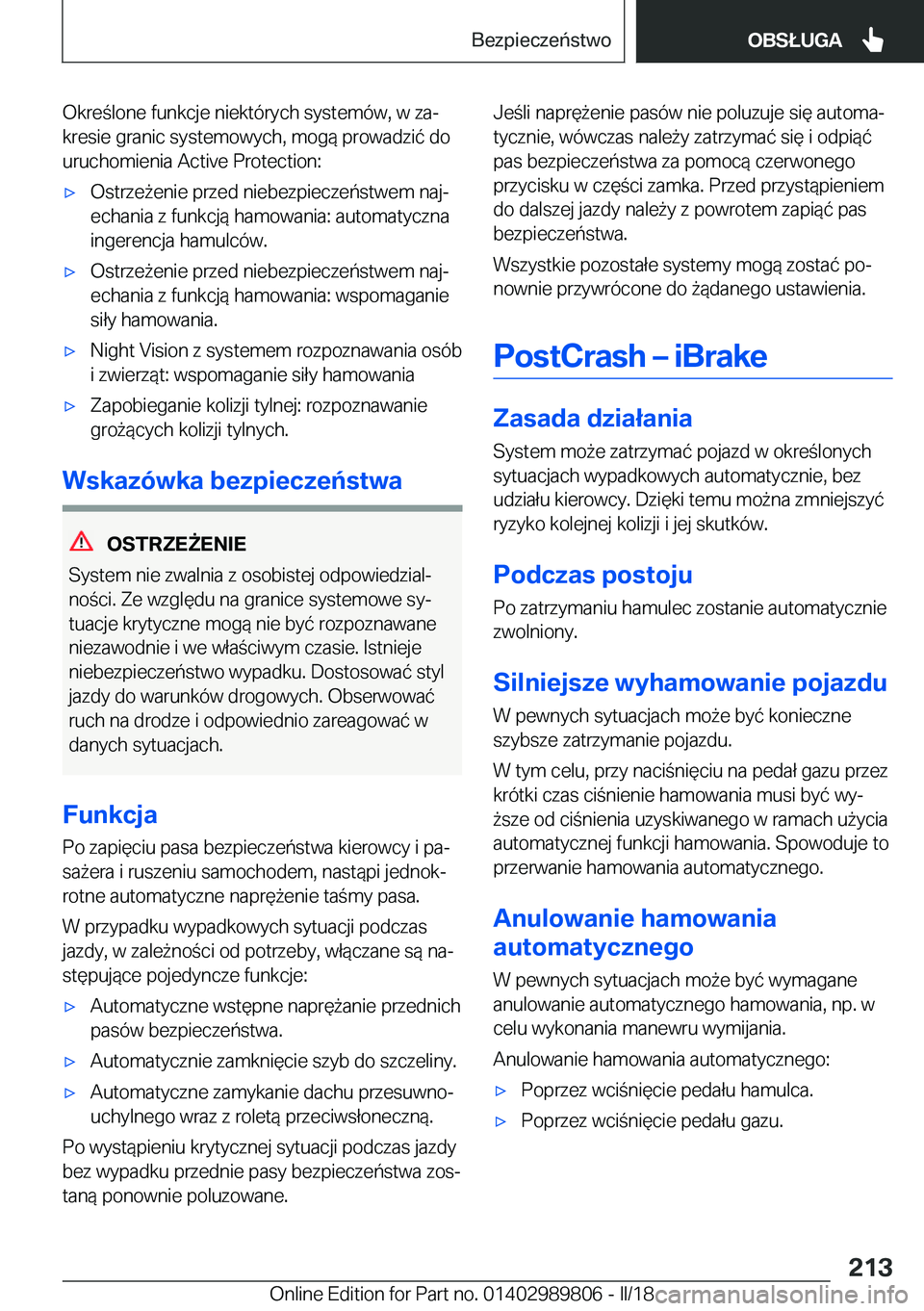 BMW M5 2018  Instrukcja obsługi (in Polish) �O�k�r�e �l�o�n�e� �f�u�n�k�c�j�e� �n�i�e�k�t�