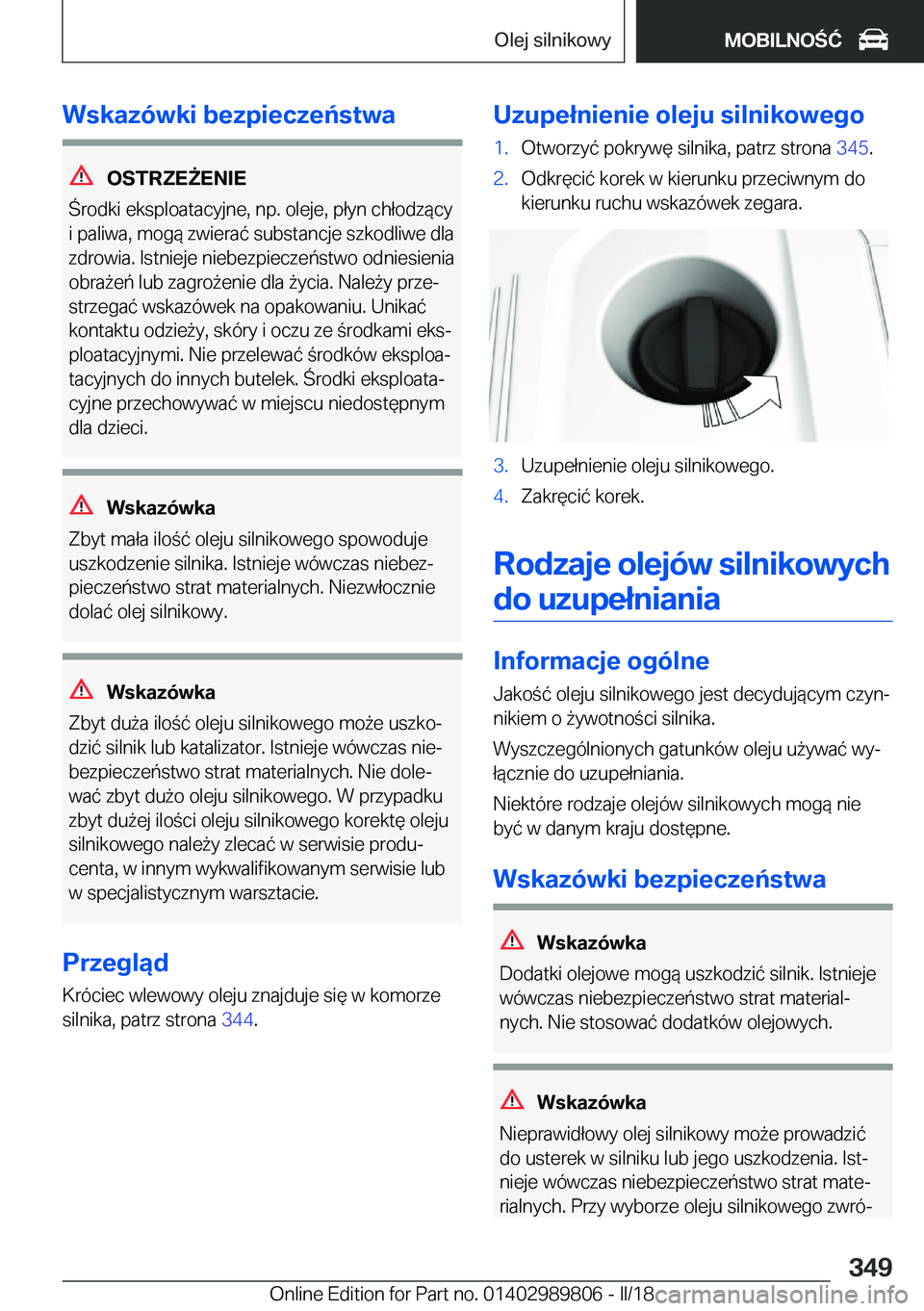 BMW M5 2018  Instrukcja obsługi (in Polish) �W�s�k�a�z�