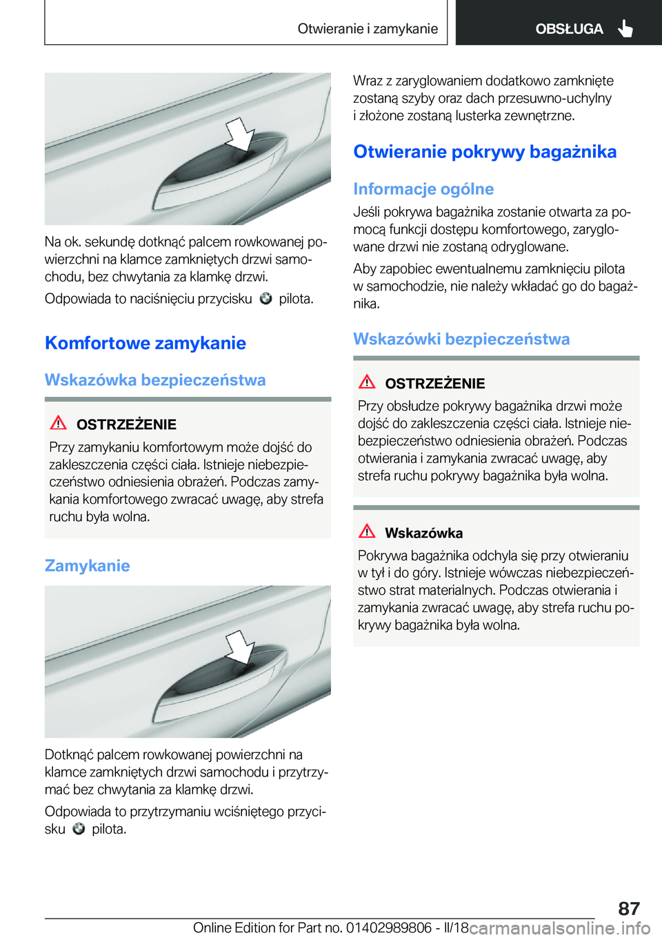 BMW M5 2018  Instrukcja obsługi (in Polish) �N�a� �o�k�.� �s�e�k�u�n�d�