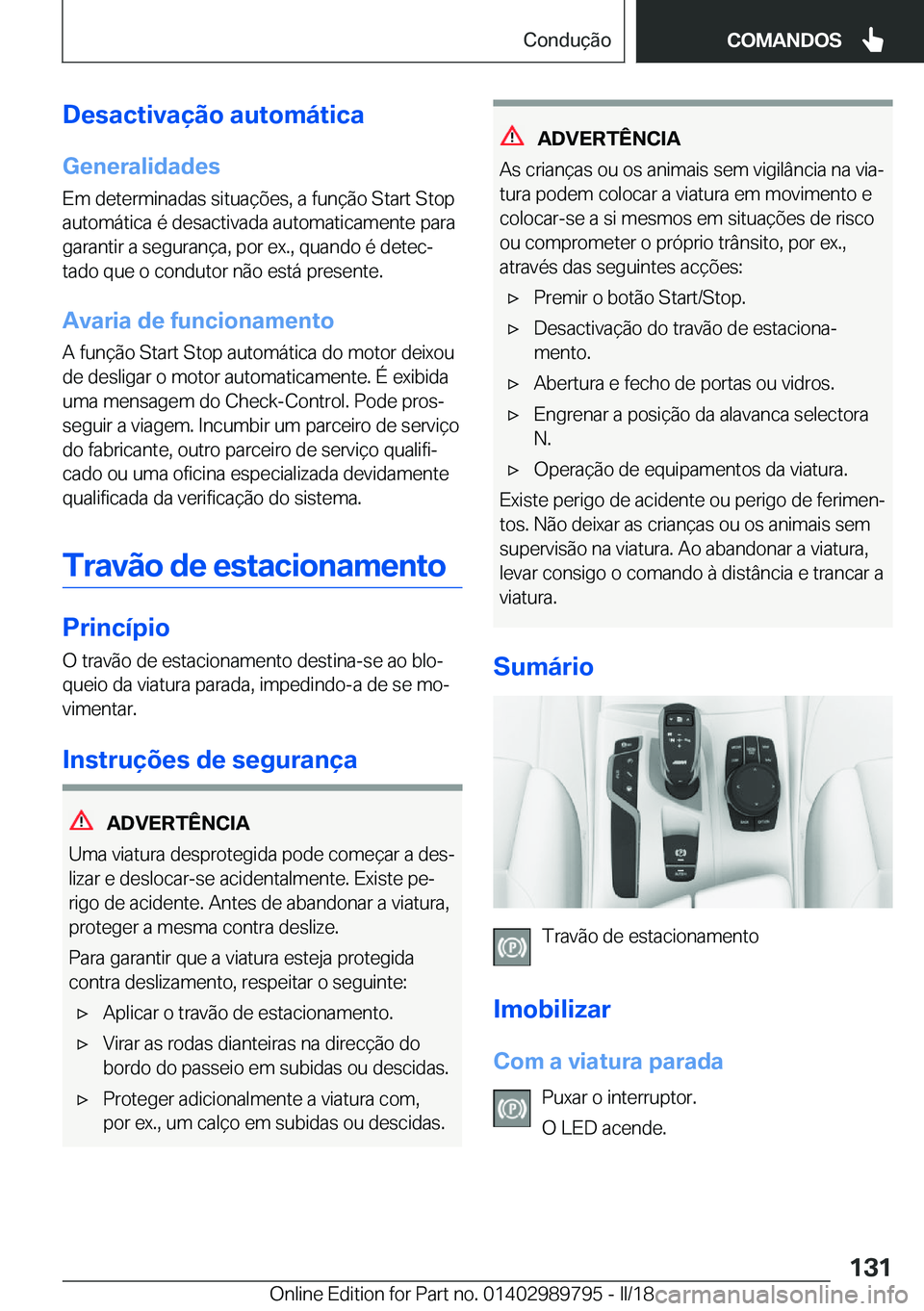 BMW M5 2018  Manual do condutor (in Portuguese) �D�e�s�a�c�t�i�v�a�