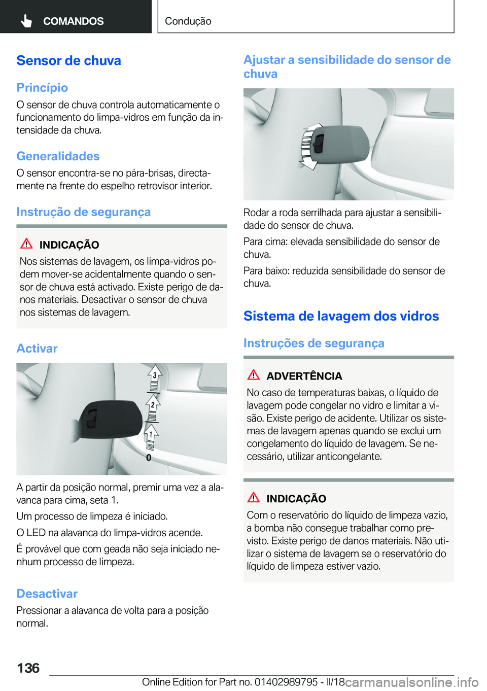 BMW M5 2018  Manual do condutor (in Portuguese) �S�e�n�s�o�r��d�e��c�h�u�v�a�P�r�i�n�c�