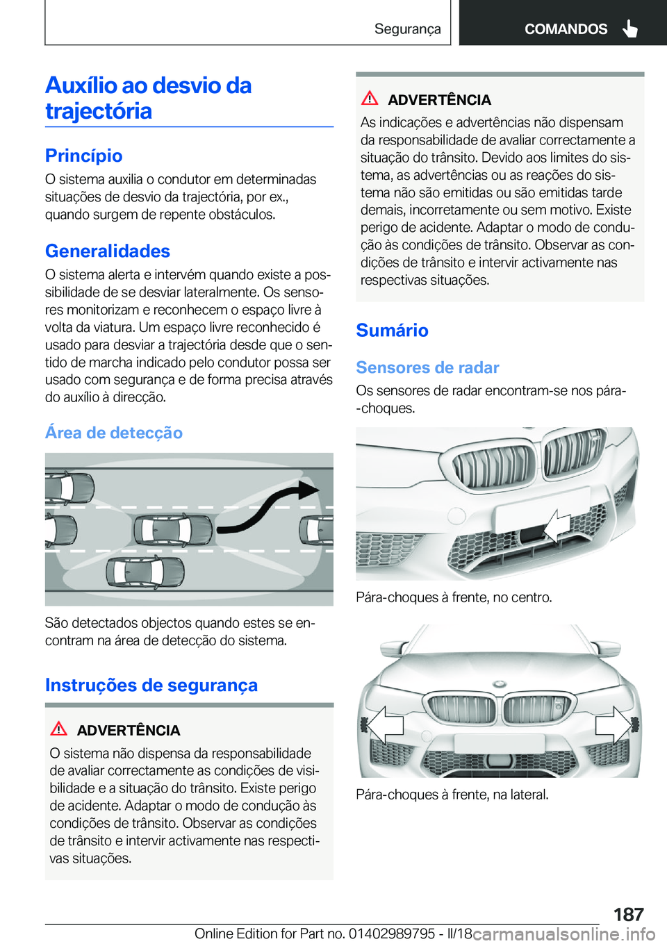 BMW M5 2018  Manual do condutor (in Portuguese) �A�u�x�
