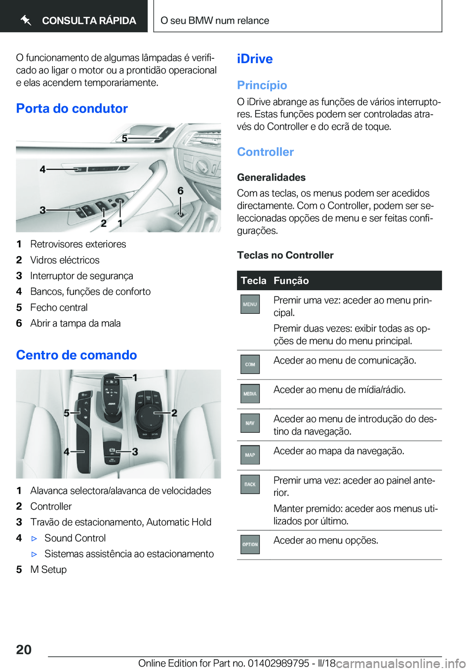 BMW M5 2018  Manual do condutor (in Portuguese) �O� �f�u�n�c�i�o�n�a�m�e�n�t�o� �d�e� �a�l�g�u�m�a�s� �l�â�m�p�a�d�a�s� �é� �v�e�r�i�f�iª�c�a�d�o� �a�o� �l�i�g�a�r� �o� �m�o�t�o�r� �o�u� �a� �p�r�o�n�t�i�d�ã�o� �o�p�e�r�a�c�i�o�n�a�l
�e� �e�l�