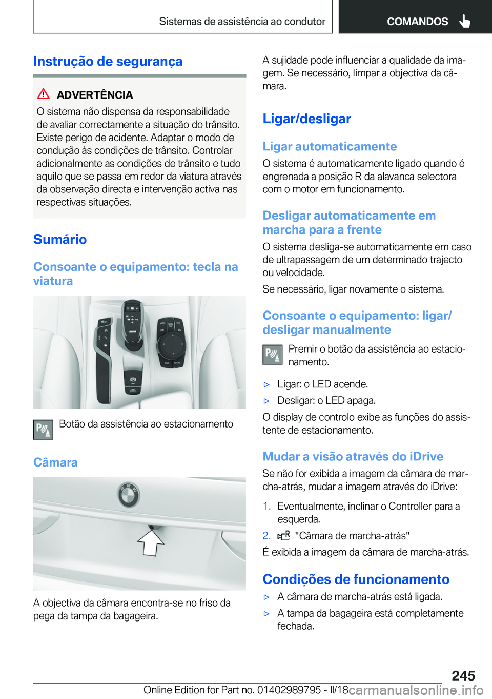 BMW M5 2018  Manual do condutor (in Portuguese) �I�n�s�t�r�u�