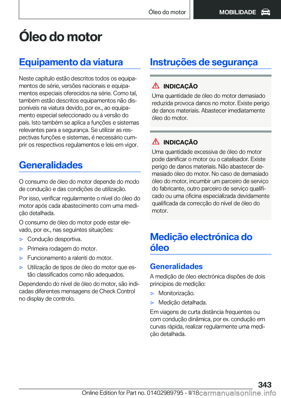 BMW M5 2018  Manual do condutor (in Portuguese) �