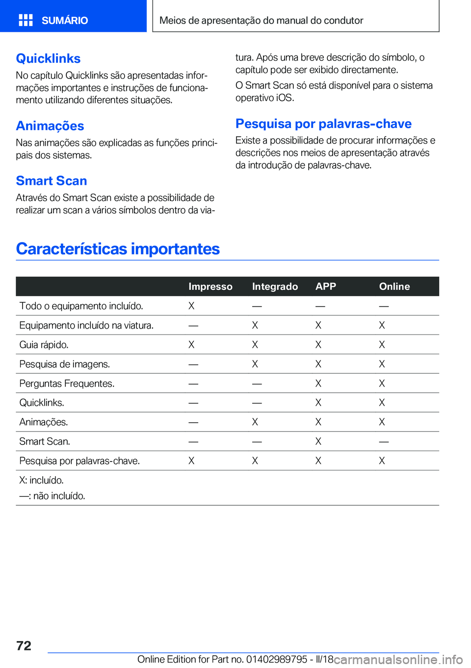 BMW M5 2018  Manual do condutor (in Portuguese) �Q�u�i�c�k�l�i�n�k�s�N�o� �c�a�p�í�t�u�l�o� �Q�u�i�c�k�l�i�n�k�s� �s�ã�o� �a�p�r�e�s�e�n�t�a�d�a�s� �i�n�f�o�rª�m�a�ç�õ�e�s� �i�m�p�o�r�t�a�n�t�e�s� �e� �i�n�s�t�r�u�ç�õ�e�s� �d�e� �f�u�n�c�i�
