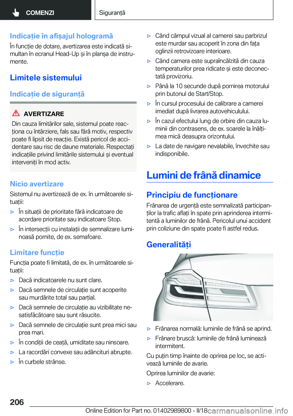 BMW M5 2018  Ghiduri De Utilizare (in Romanian) �I�n�d�i�c�a�i�e��