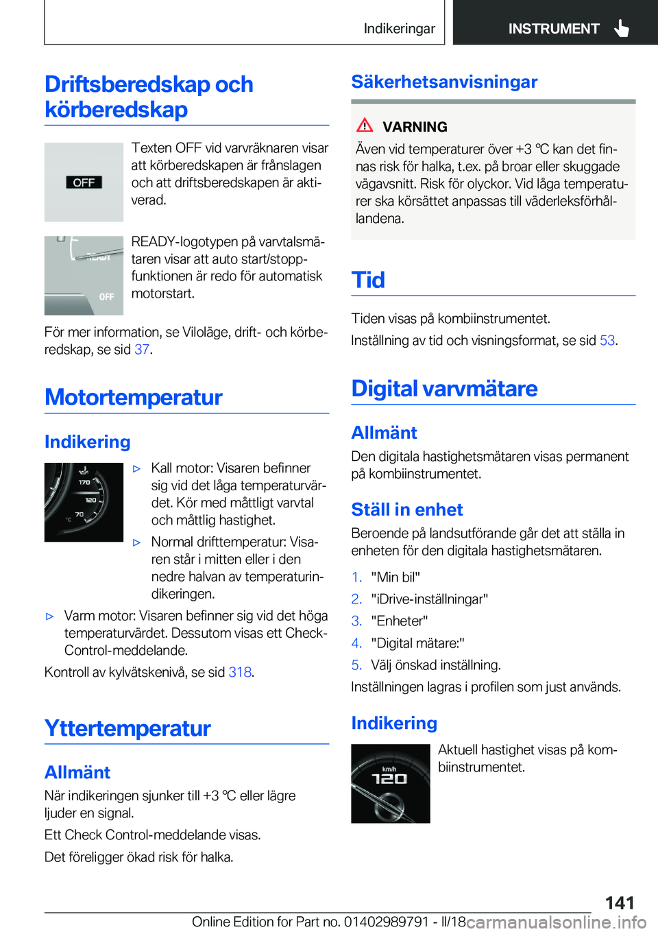 BMW M5 2018  InstruktionsbÖcker (in Swedish) �D�r�i�f�t�s�b�e�r�e�d�s�k�a�p��o�c�h�k�