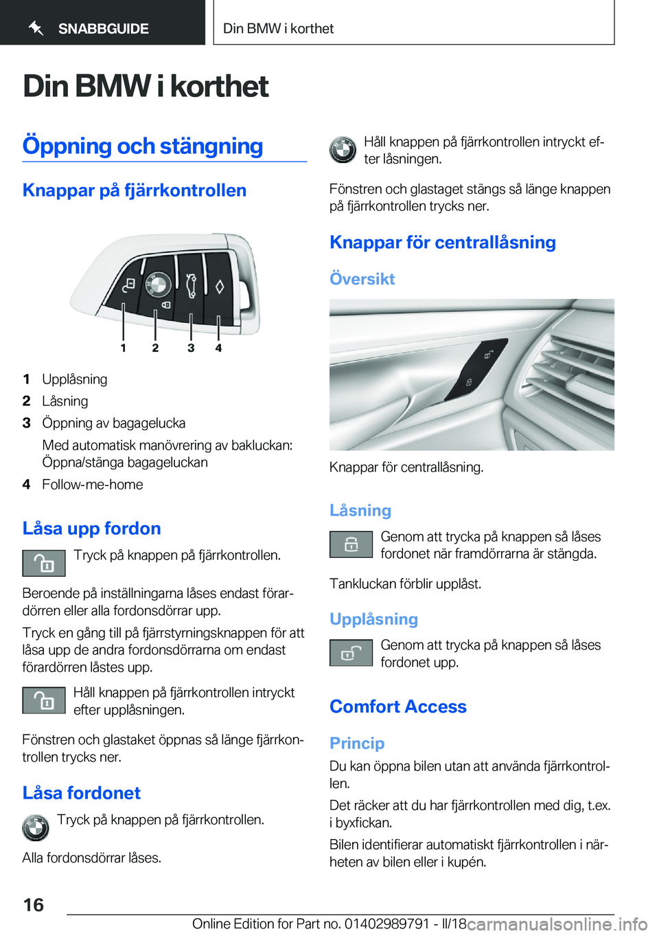BMW M5 2018  InstruktionsbÖcker (in Swedish) �D�i�n��B�M�W��i��k�o�r�t�h�e�t�