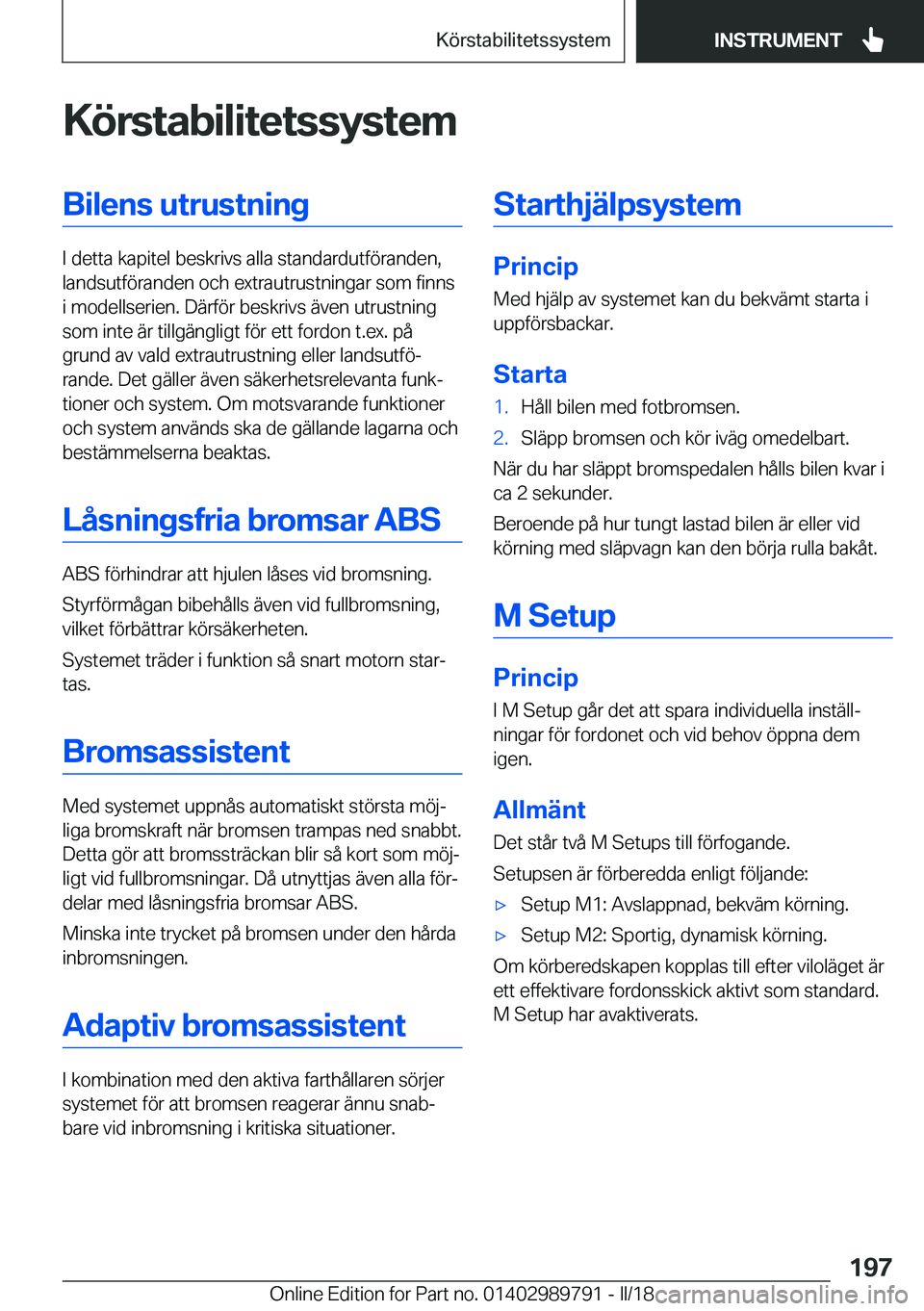 BMW M5 2018  InstruktionsbÖcker (in Swedish) �K�