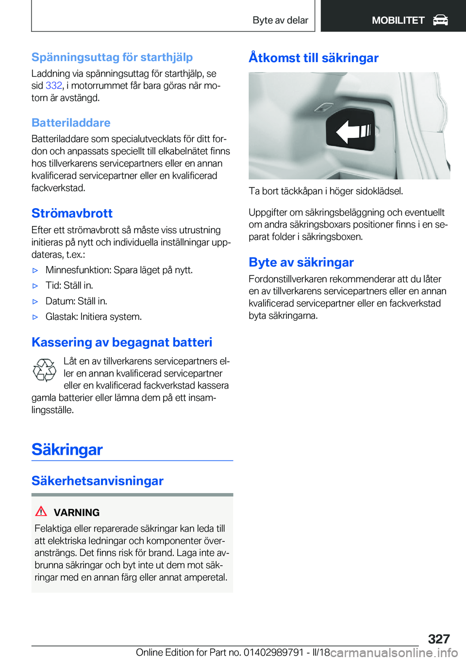 BMW M5 2018  InstruktionsbÖcker (in Swedish) �S�p�ä�n�n�i�n�g�s�u�t�t�a�g��f�