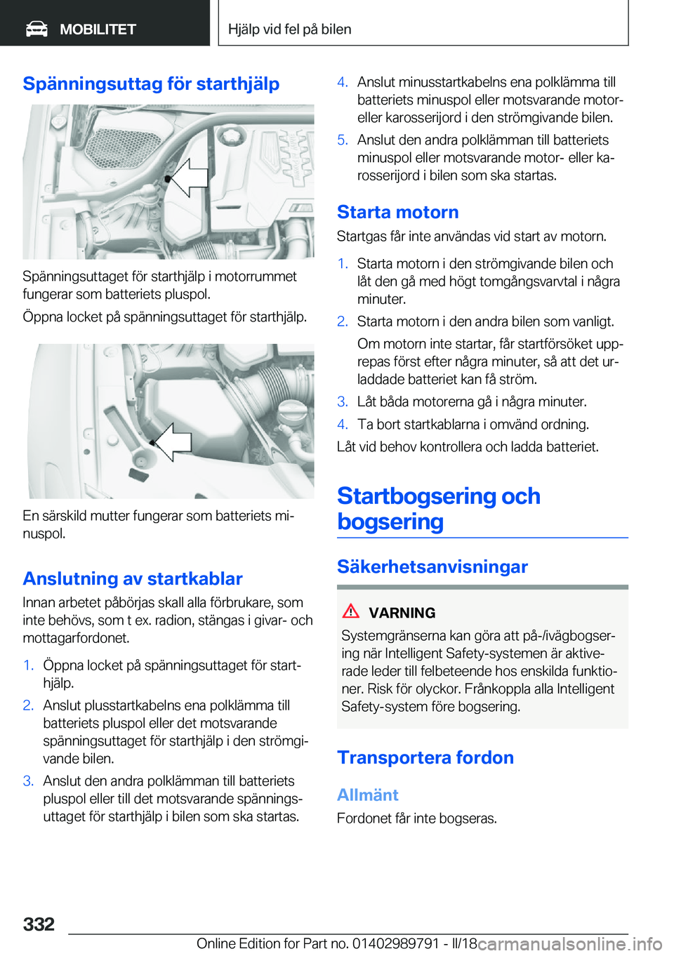 BMW M5 2018  InstruktionsbÖcker (in Swedish) �S�p�ä�n�n�i�n�g�s�u�t�t�a�g��f�