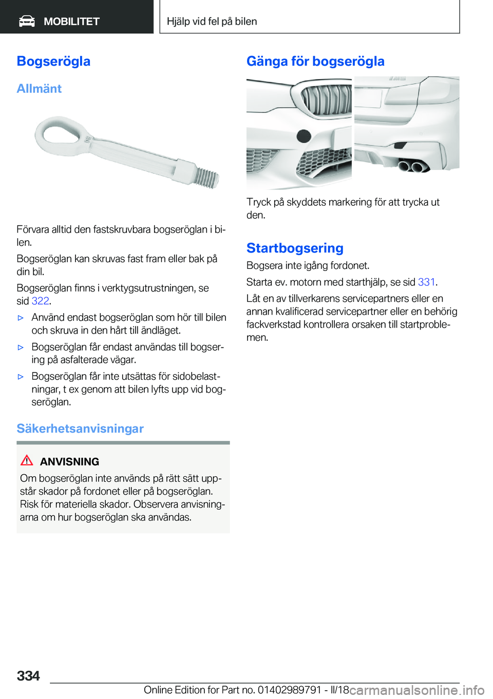BMW M5 2018  InstruktionsbÖcker (in Swedish) �B�o�g�s�e�r�