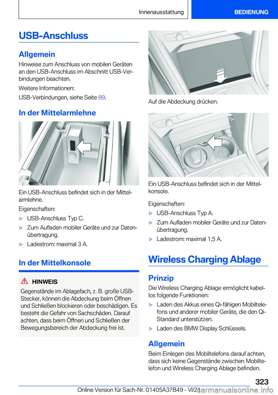 BMW M8 2022  Betriebsanleitungen (in German) �U�S�B�-�A�n�s�c�h�l�u�s�s
�A�l�l�g�e�m�e�i�n�H�i�n�w�e�i�s�e��z�u�m��A�n�s�c�h�l�u�s�s��v�o�n��m�o�b�i�l�e�n��G�e�r�