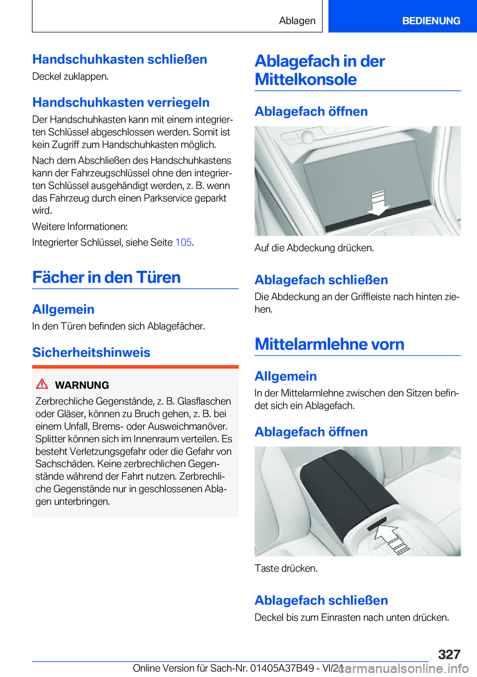 BMW M8 2022  Betriebsanleitungen (in German) �H�a�n�d�s�c�h�u�h�k�a�s�t�e�n��s�c�h�l�i�e�